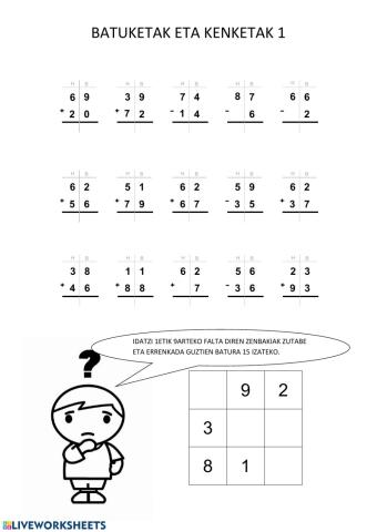 Batuketak eta kenketak 1