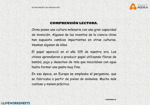 Lectura los inventos chinos
