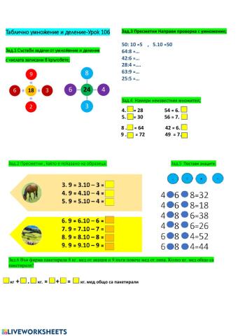 Таблично умножение и деление
