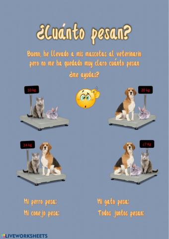 ¿Cuánto pesan mis mascotas?