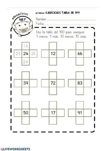 Tabla del 0 al 100