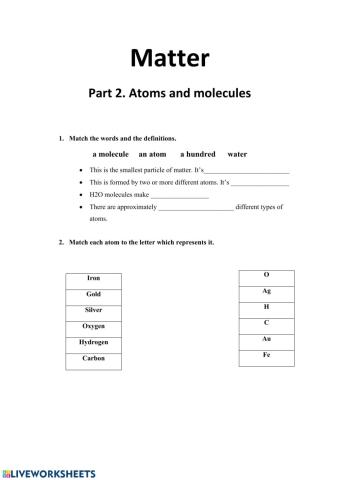 Matter. Part2. Atoms and molecules