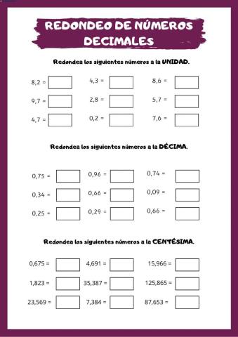 Redondeo de decimalees