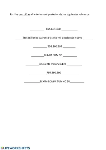 Números hasta las centenas de millón