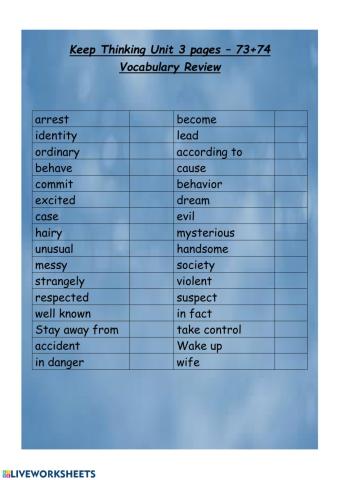 Keep thinking unit 3 quiz 1 pages 73+74