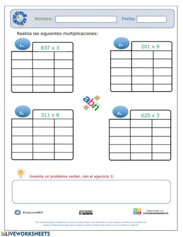 Multiplicación 3x1 ABN  03
