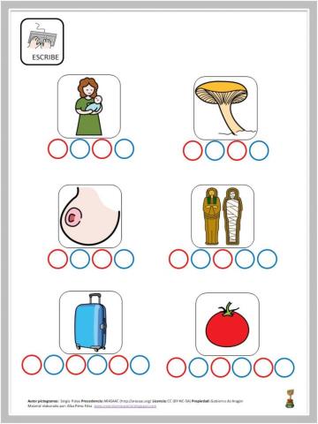 Escritura: m, p, s, t, l