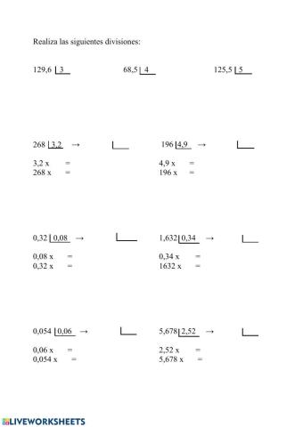 Divisiones con decimales