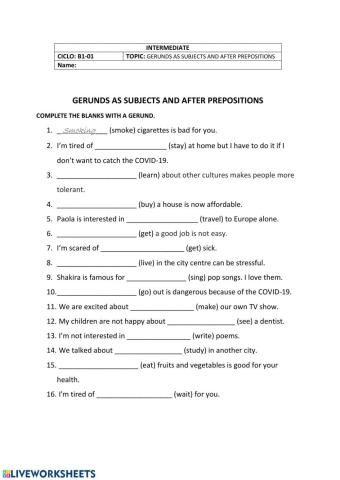 Gerunds as subjects and after prepositions