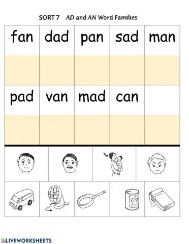Words Their Way Sort 7 ad an word families
