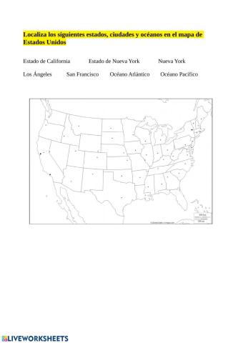 Localización Estados de Nueva York y California