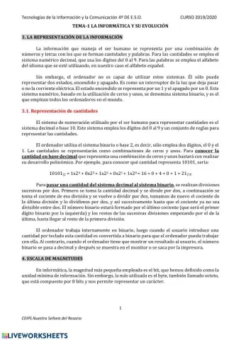 Sistema decimal y binario.Magnitudes de almacenamiento.