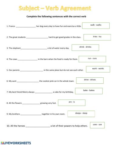 Subject verb Agreement