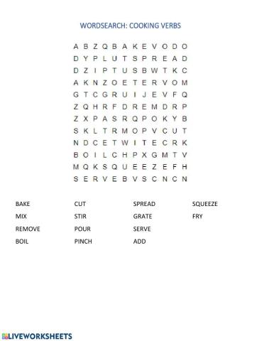 Cooking verbs and kitchen tools