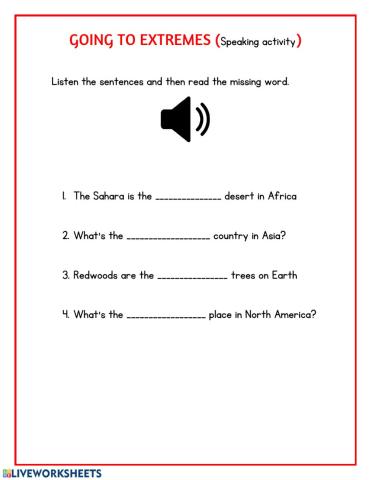 Superlative speaking activity