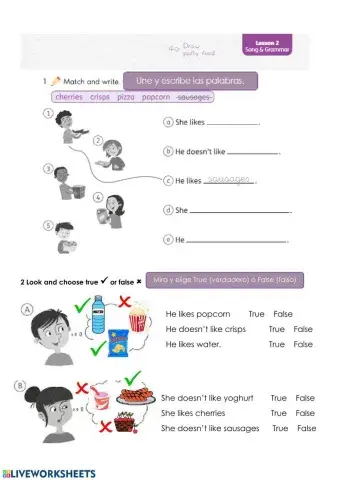 2º She likes-doesn't like