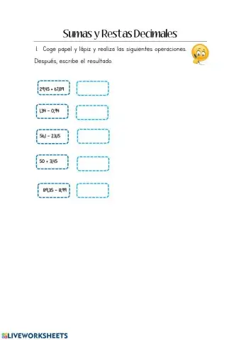 Sumar y restar decimales 2