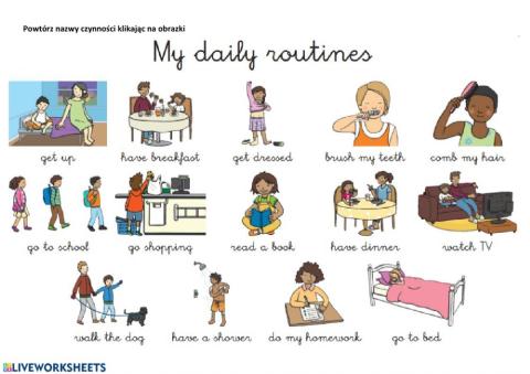 Daily routine picture dictionary