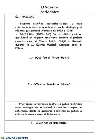 Actividad El nazismo adaptada