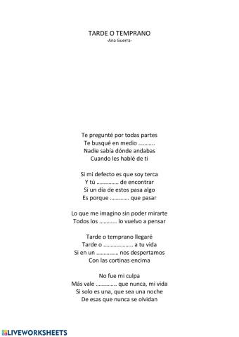 Canción: Tarde o temprano -Ana Guerra-