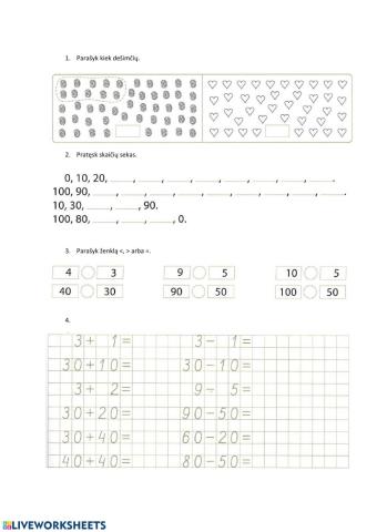 Skaičiavimas iki 100