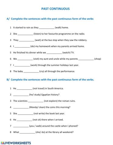 Past continuous practice