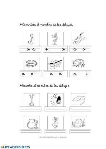 Completar palabras con j-g