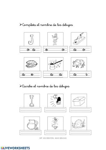 Completar palabras con j-g