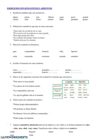 Adjetivos y sustantivos