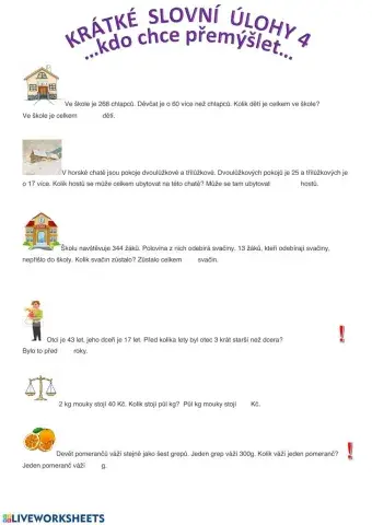 Krátké slovní úlohy 4
