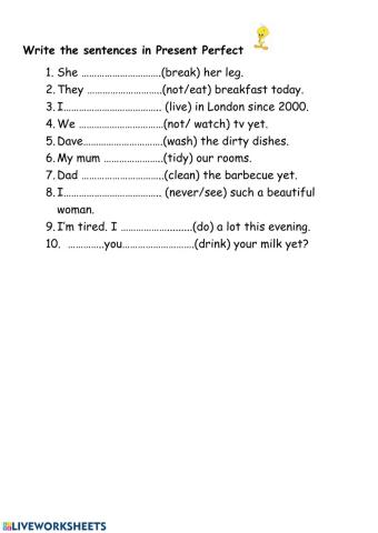 Present Perfect worksheet