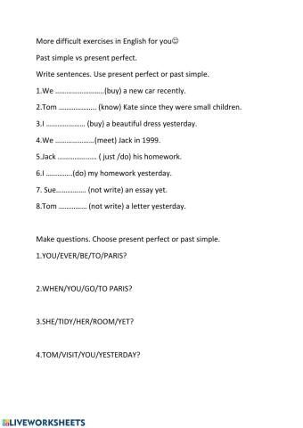 Past simple Past continuous Present perfect