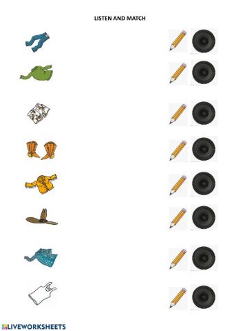 5 clothes - listen and match