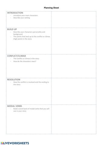 Planning sheet