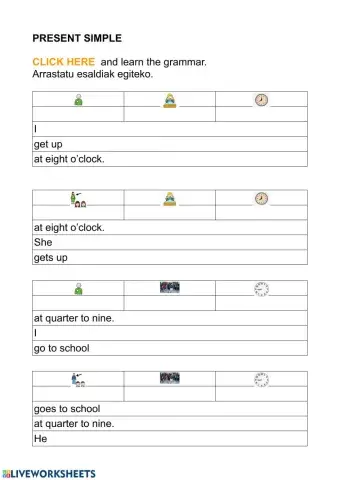 Present simple 1 and 3 person singular
