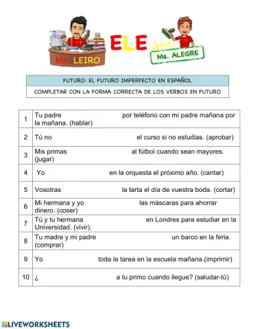 Verbos en futuro. test