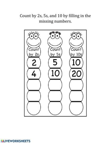 Count by 2s, 5s, and 10s