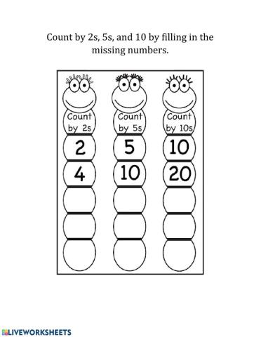 Count by 2s, 5s, and 10s