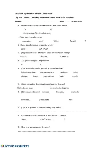 Encuesta. Aprendemos en casa