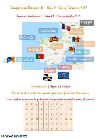 Vocabulary revision II - unit 5: Spain