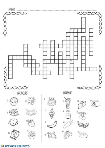 Food and drinks crossword