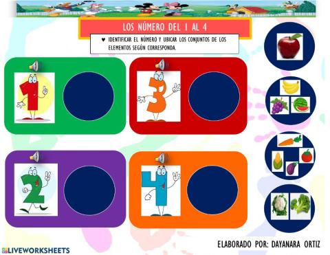 Los números del 1 al 4