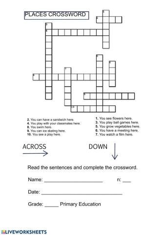 Places Crossword