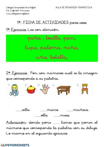 1º Ficha lectoescritura