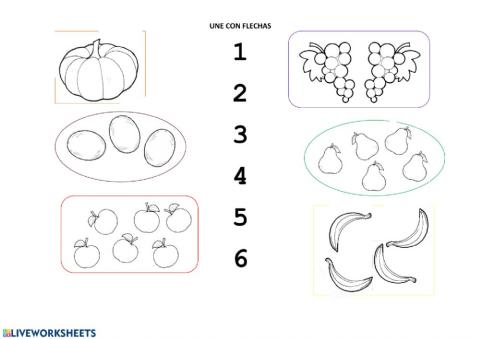 UNE CADA NÚMERO CON SU CANTIDAD