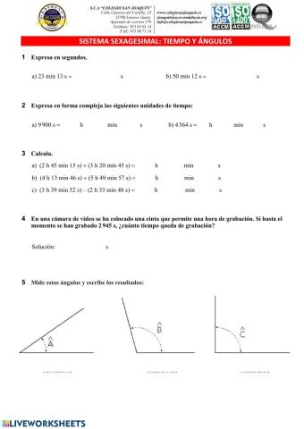 Repaso sistema sexagesimal: tiempo y ángulos