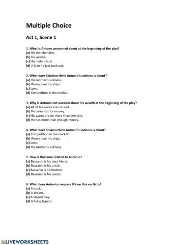 Shakespeare: Merchant of Venice Act 1-1