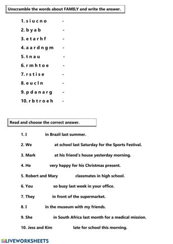 To be (past tense affirmative)