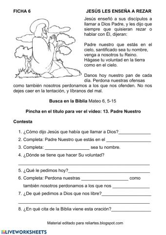 Nuevo Testamento: 6. Jesús nos enseña a rezar