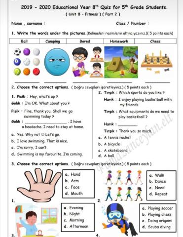 Fitness quiz 2 page 1